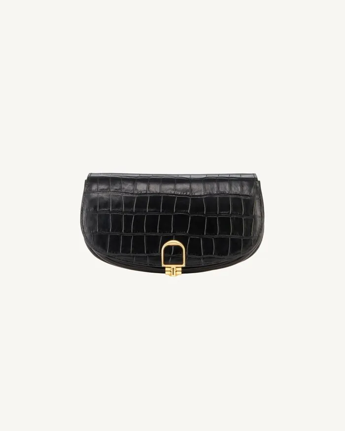 Nili Lotan LA LUNE CLUTCH Black And Gold Women Handbags