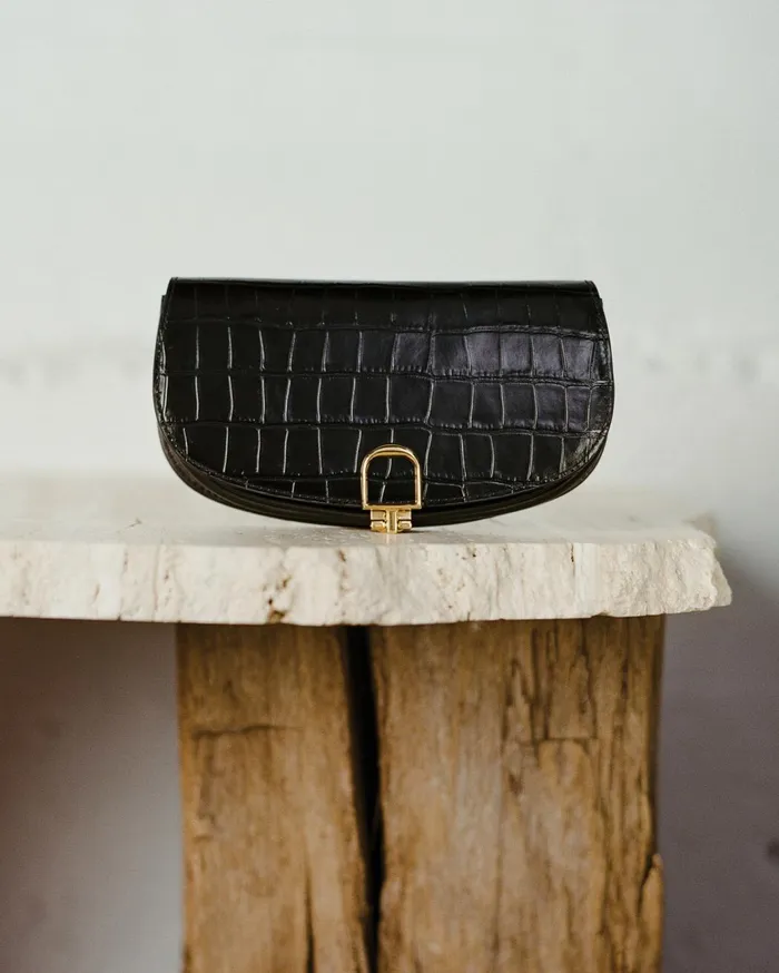 Nili Lotan LA LUNE CLUTCH Black And Gold Women Handbags