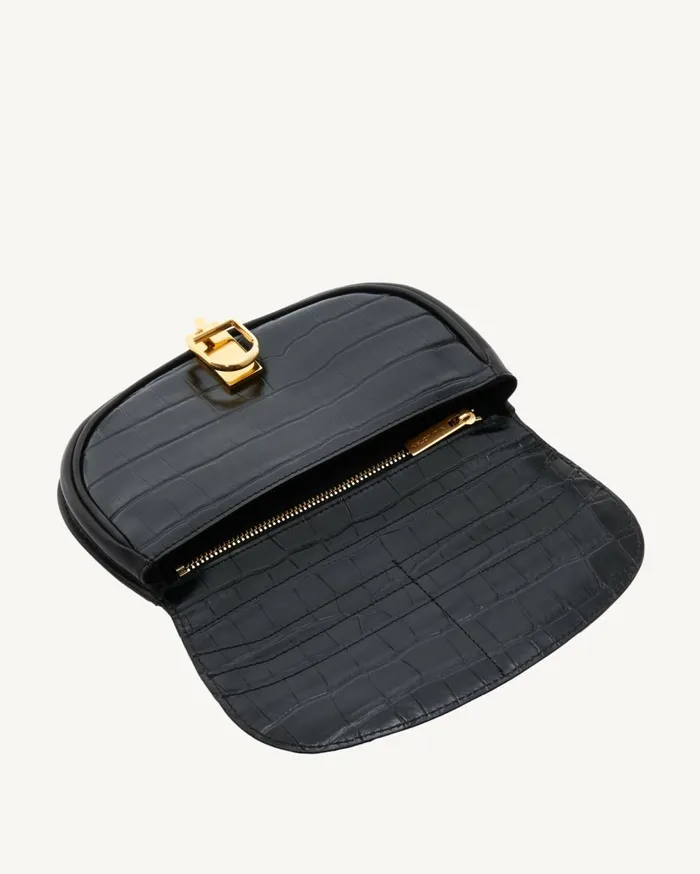 Nili Lotan LA LUNE CLUTCH Black And Gold Women Handbags