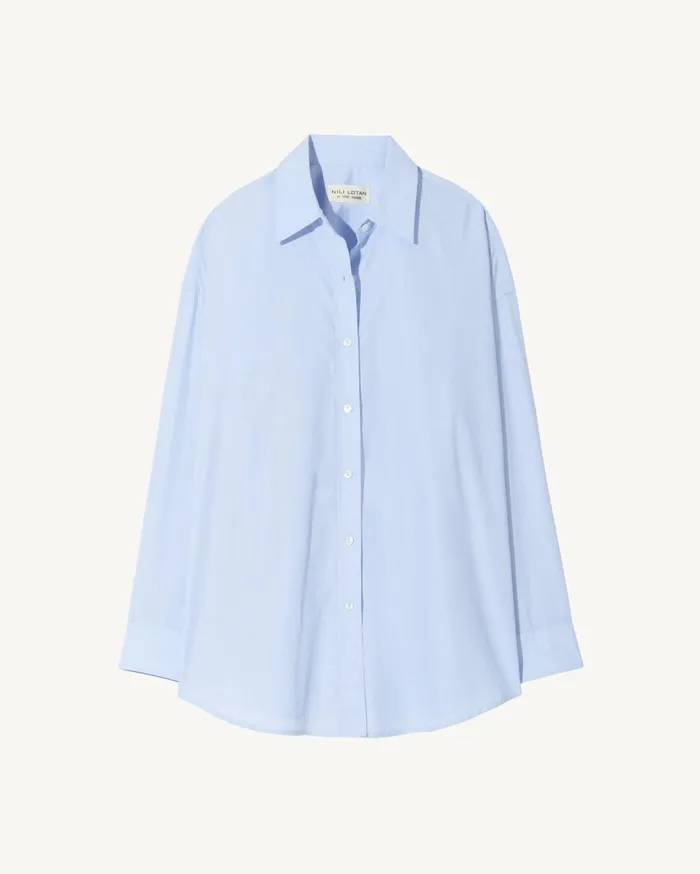 Nili Lotan MATTIA SHIRT Sky Blue Women Tops