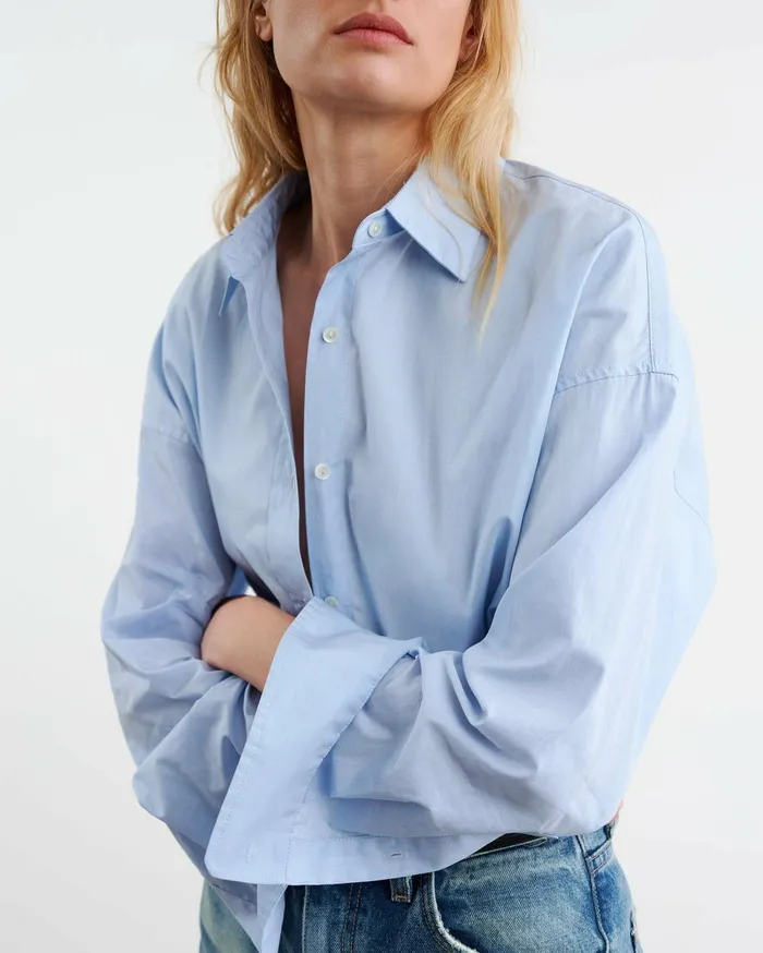 Nili Lotan MATTIA SHIRT Sky Blue Women Tops