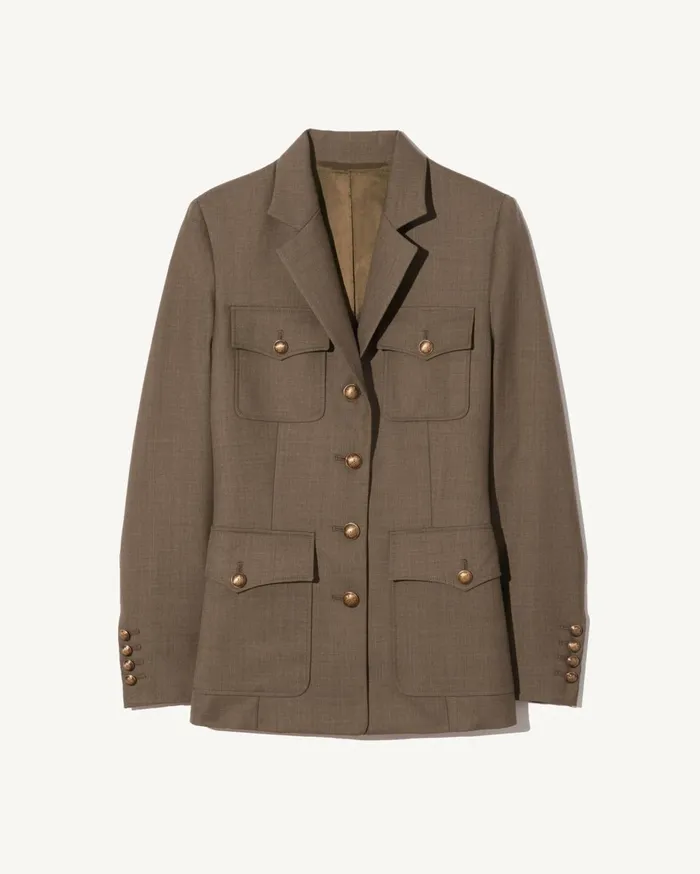 Nili Lotan NELSON JACKET Taupe Grey Women Jackets and Blazers