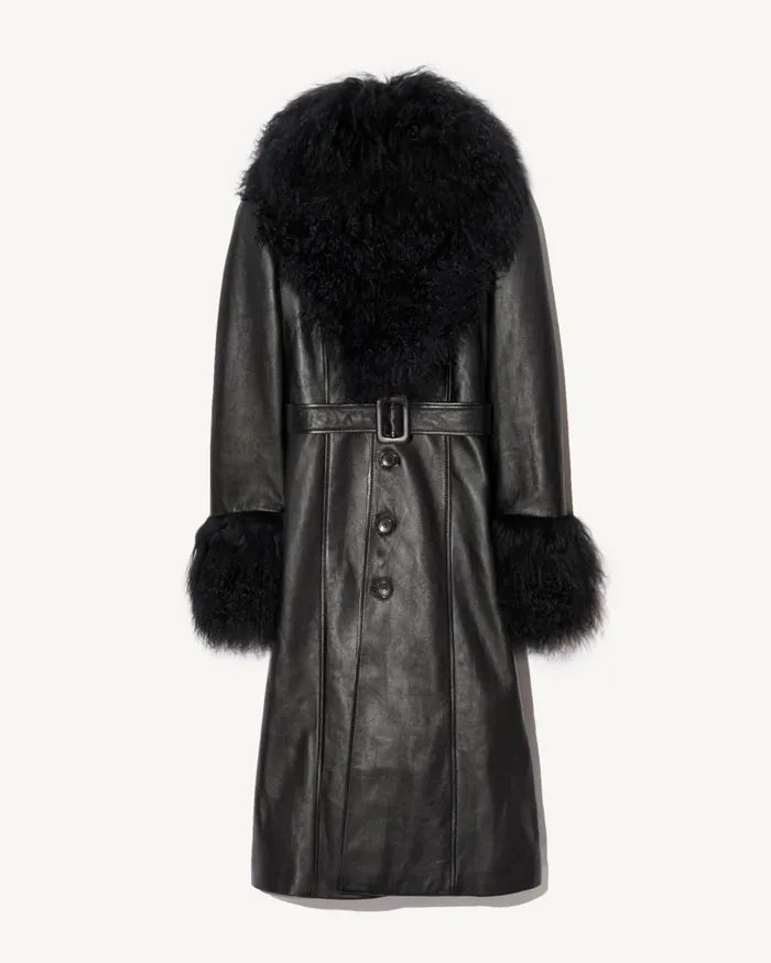 Nili Lotan SOLENE LEATHER COAT Black Women Coats and Outerwear
