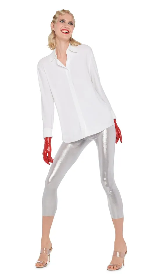 Norma Kamali Bottoms CROPPED LEGGING Silver 8211 Clothing