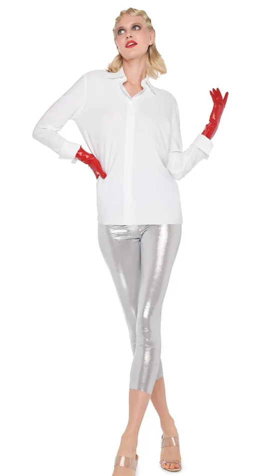 Norma Kamali Bottoms CROPPED LEGGING Silver 8211 Clothing