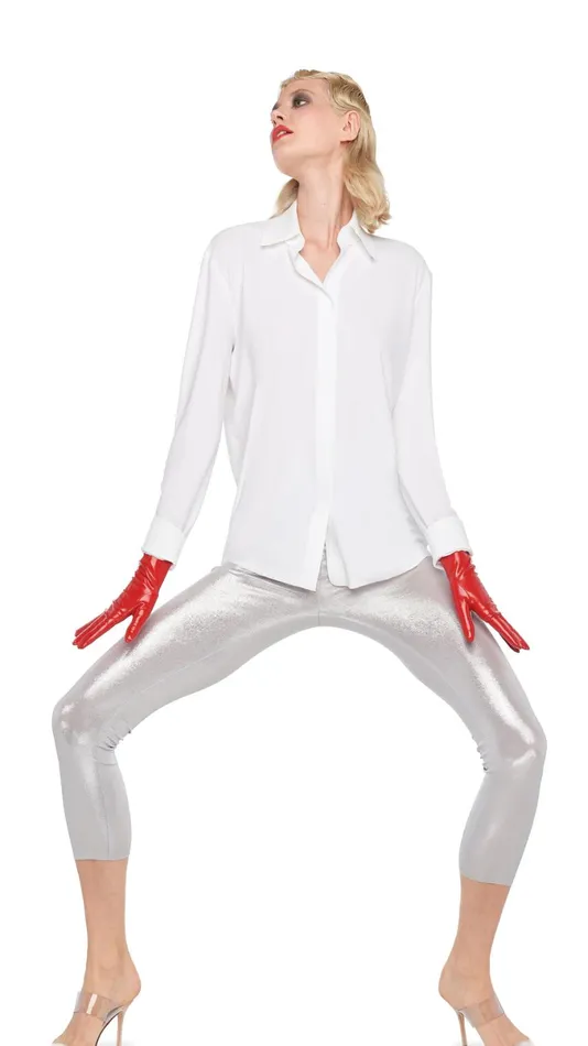 Norma Kamali Bottoms CROPPED LEGGING Silver 8211 Clothing