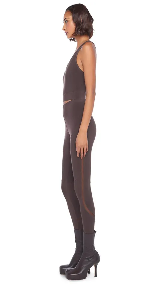 Norma Kamali Bottoms DIAGONAL LEGGING W MESH INSERT Chocolatechocolate Mesh 8211 Clothing Norma Kamali Bottoms DIAGONAL LEGGING W MESH INSERT Chocolatechocolate Mesh 8211 Clothing