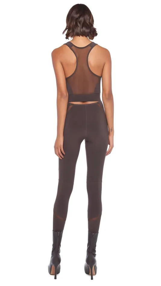Norma Kamali Bottoms DIAGONAL LEGGING W MESH INSERT Chocolatechocolate Mesh 8211 Clothing Norma Kamali Bottoms DIAGONAL LEGGING W MESH INSERT Chocolatechocolate Mesh 8211 Clothing