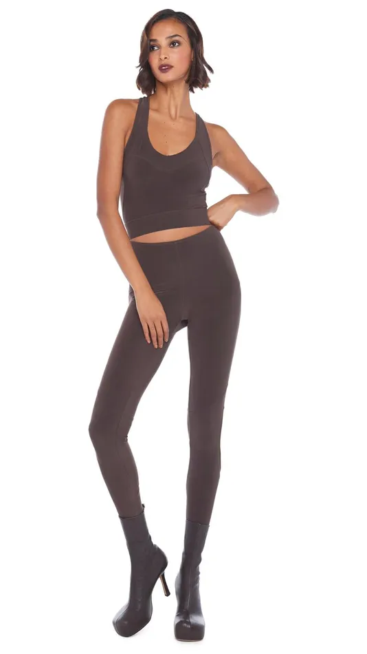 Norma Kamali Bottoms DIAGONAL LEGGING W MESH INSERT Chocolatechocolate Mesh 8211 Clothing Norma Kamali Bottoms DIAGONAL LEGGING W MESH INSERT Chocolatechocolate Mesh 8211 Clothing