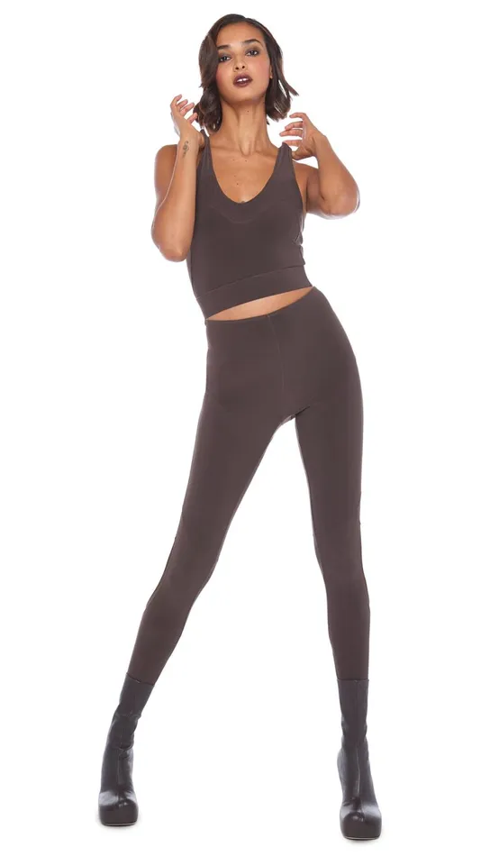 Norma Kamali Bottoms DIAGONAL LEGGING W MESH INSERT Chocolatechocolate Mesh 8211 Clothing Norma Kamali Bottoms DIAGONAL LEGGING W MESH INSERT Chocolatechocolate Mesh 8211 Clothing