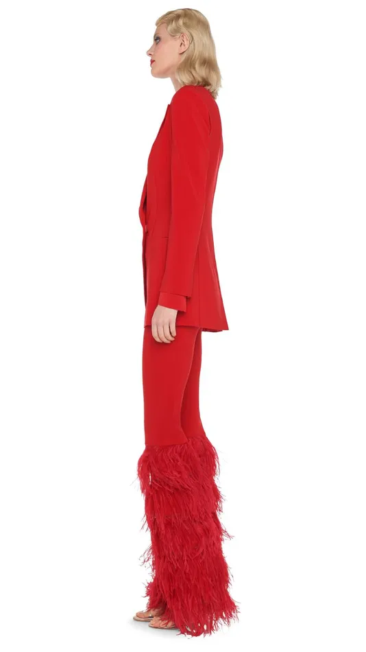 Norma Kamali Bottoms FEATHER FISHTAIL PANT Tiger Red 8211 Clothing