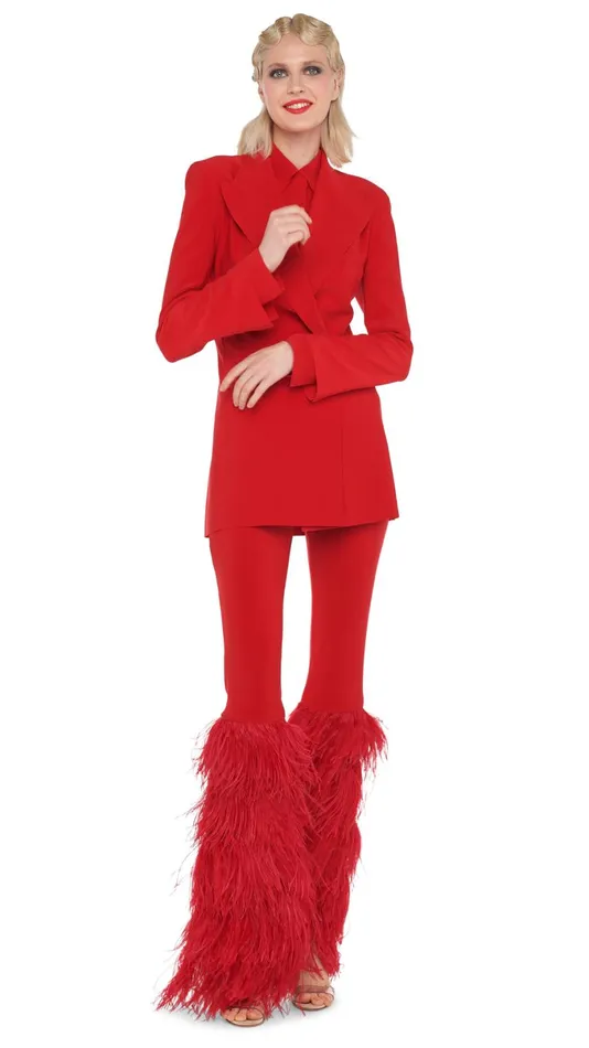 Norma Kamali Bottoms FEATHER FISHTAIL PANT Tiger Red 8211 Clothing