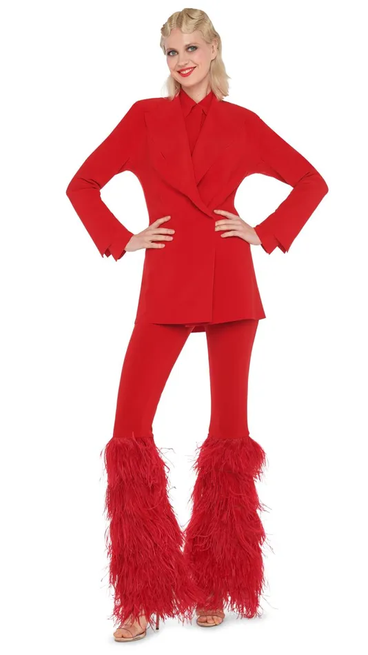 Norma Kamali Bottoms FEATHER FISHTAIL PANT Tiger Red 8211 Clothing
