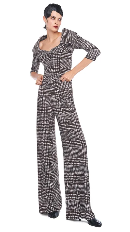 Norma Kamali Bottoms HIGH WAIST PLEAT PANT Chocolate Glenn Plaid Tweed 8211 Clothing Norma Kamali Bottoms HIGH WAIST PLEAT PANT Chocolate Glenn Plaid Tweed 8211 Clothing