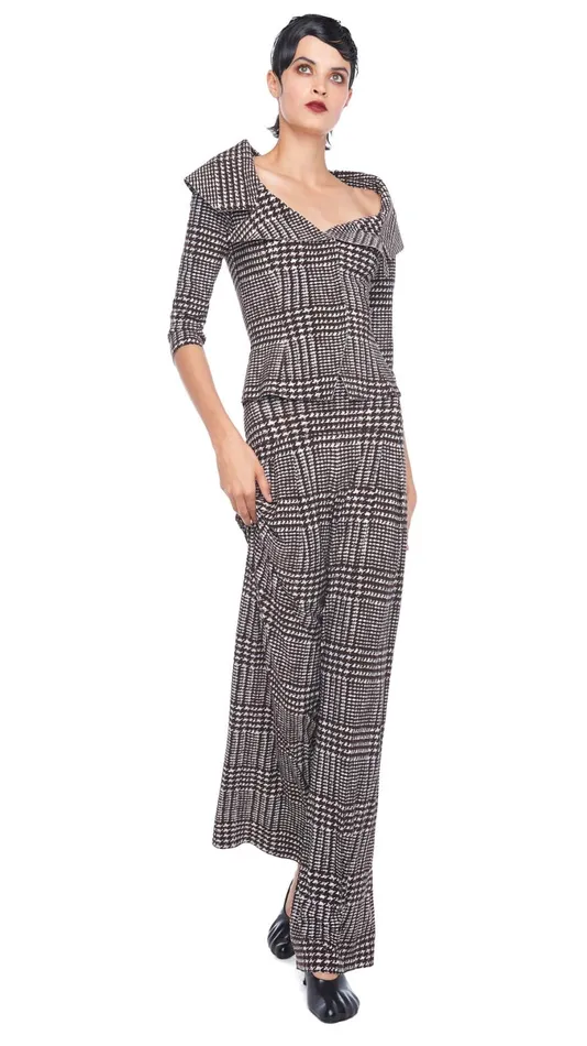 Norma Kamali Bottoms HIGH WAIST PLEAT PANT Chocolate Glenn Plaid Tweed 8211 Clothing Norma Kamali Bottoms HIGH WAIST PLEAT PANT Chocolate Glenn Plaid Tweed 8211 Clothing