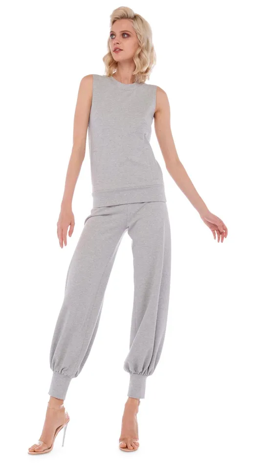 Norma Kamali Bottoms JOG FULL PANT Light Heather Grey 8211 Clothing