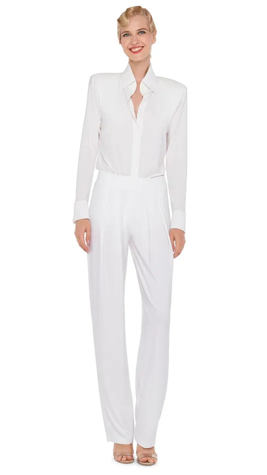 Norma Kamali Bottoms LOW RISE PLEATED TROUSER Snow White 8211 Clothing