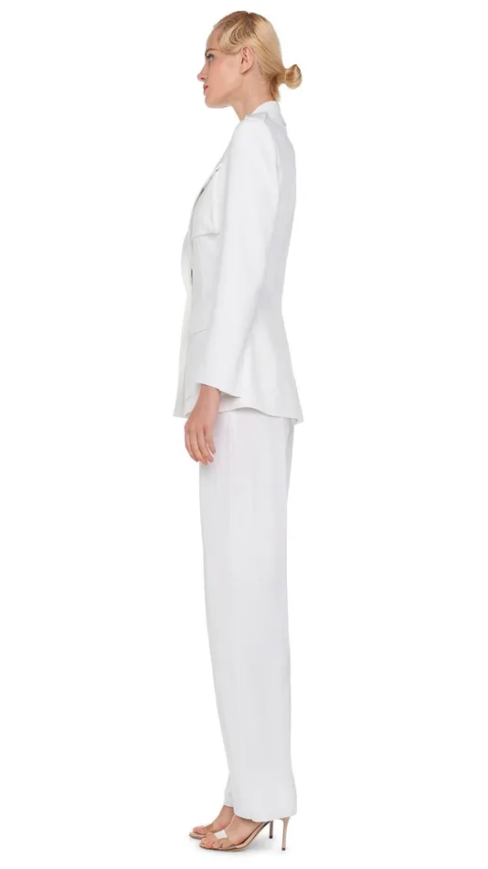 Norma Kamali Bottoms LOW RISE PLEATED TROUSER Snow White 8211 Clothing