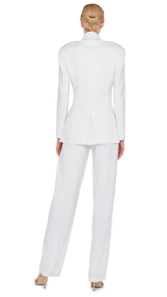 Norma Kamali Bottoms LOW RISE PLEATED TROUSER Snow White 8211 Clothing