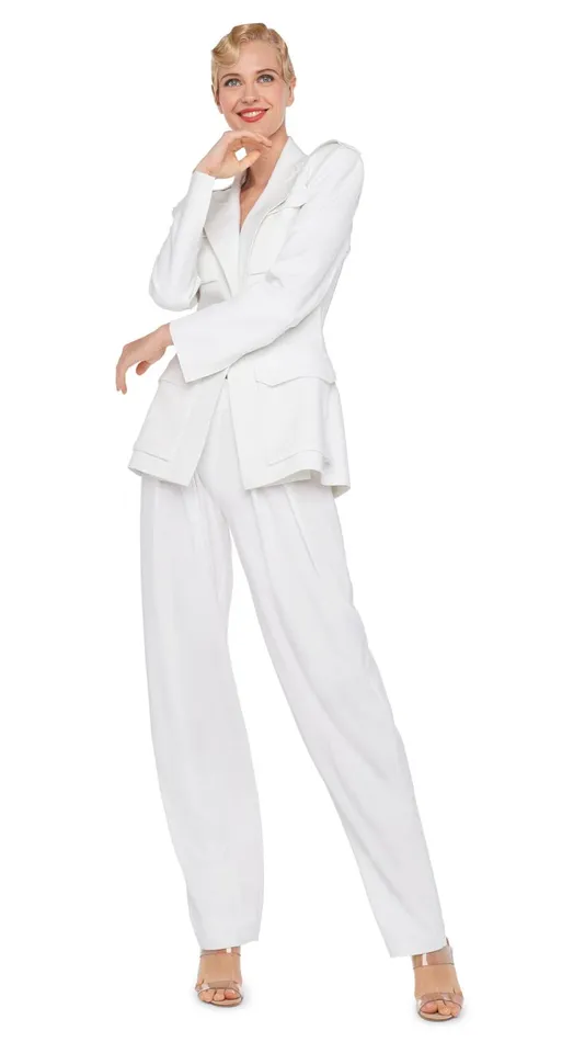 Norma Kamali Bottoms LOW RISE PLEATED TROUSER Snow White 8211 Clothing