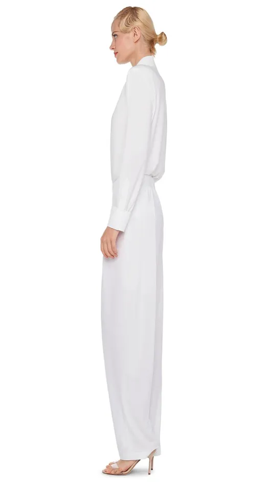 Norma Kamali Bottoms LOW RISE PLEATED TROUSER Snow White 8211 Clothing