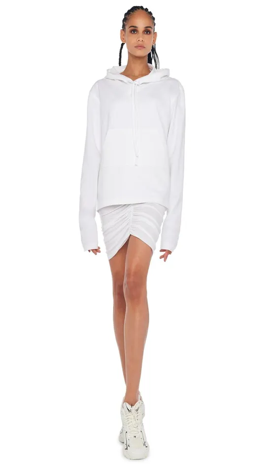 Norma Kamali Bottoms SHIRRED MINI SKIRT Snow White 8211 Clothing
