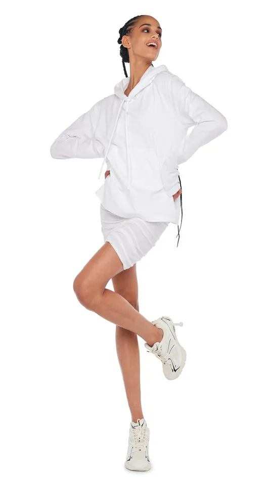 Norma Kamali Bottoms SHIRRED MINI SKIRT Snow White 8211 Clothing