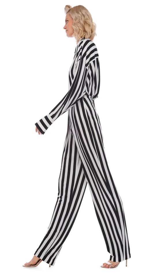 Norma Kamali Bottoms TAPERED PLEATED TROUSER 34 Stripe 8211 Clothing