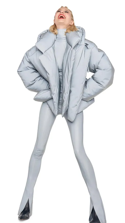 Norma Kamali Coats HOODED SLEEPING BAG JACKET Grey 8211 Clothing