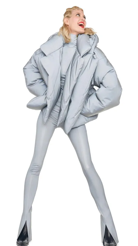 Norma Kamali Coats HOODED SLEEPING BAG JACKET Grey 8211 Clothing