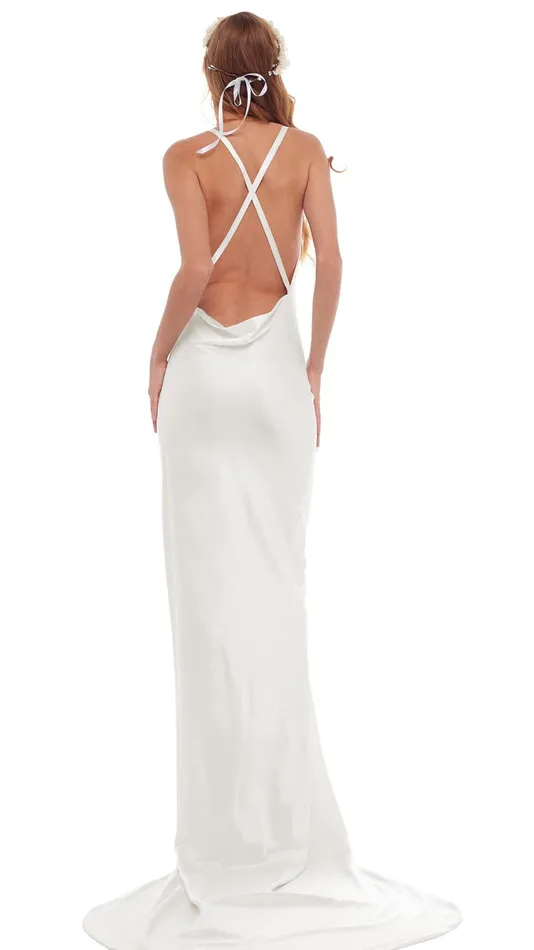 Norma Kamali Dresses CROSS BACK BIAS GOWN Snow White 8211 Clothing