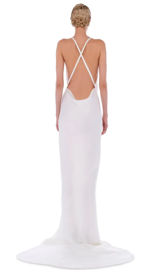 Norma Kamali Dresses CROSS BACK BIAS GOWN Snow White 8211 Clothing
