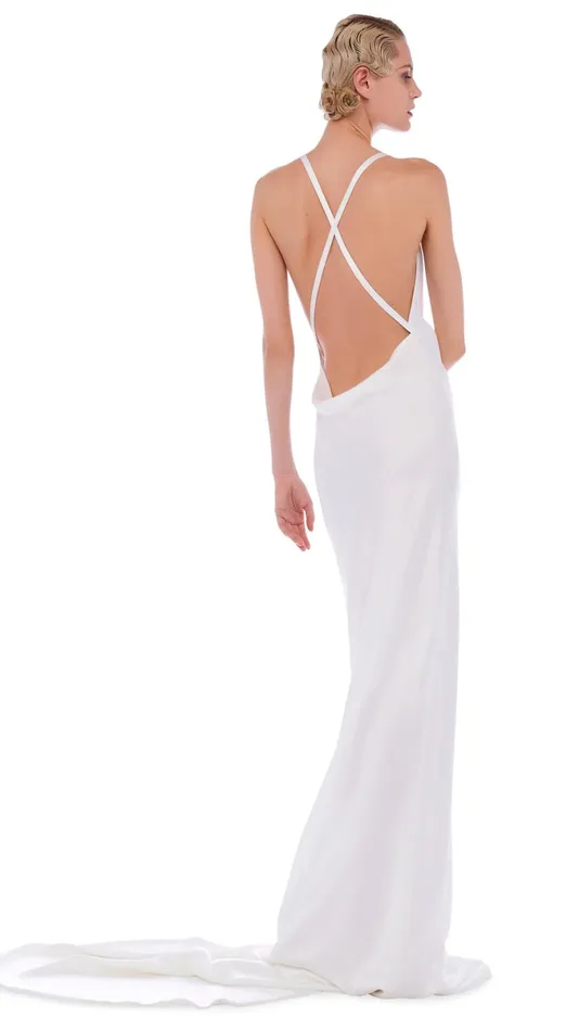 Norma Kamali Dresses CROSS BACK BIAS GOWN Snow White 8211 Clothing