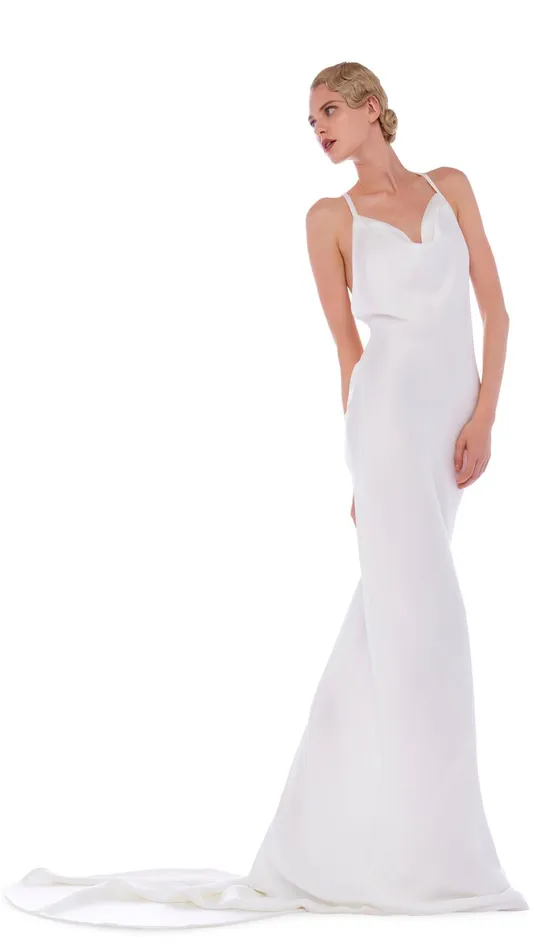 Norma Kamali Dresses CROSS BACK BIAS GOWN Snow White 8211 Clothing