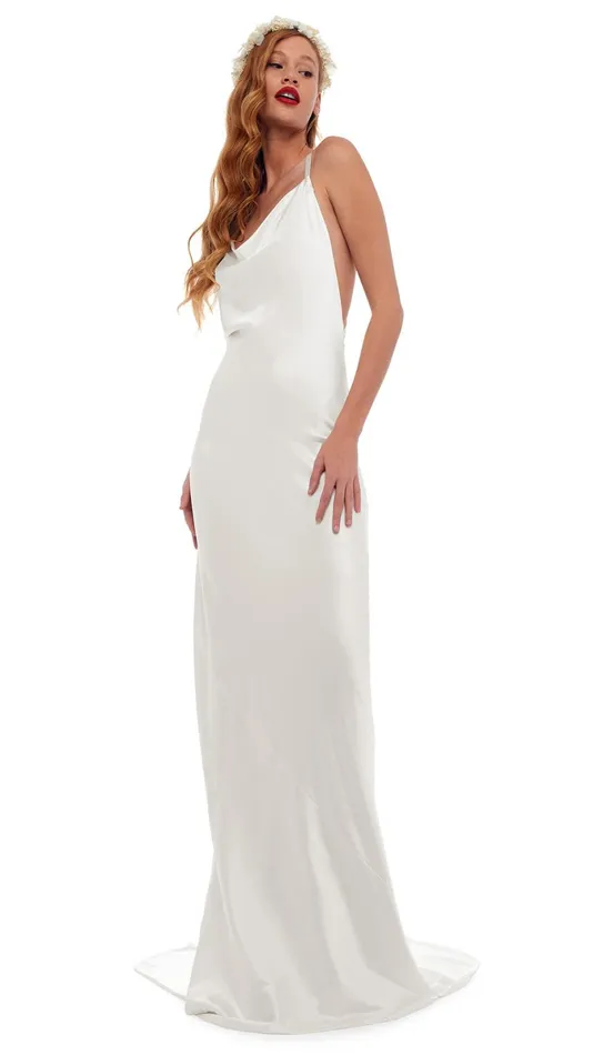 Norma Kamali Dresses CROSS BACK BIAS GOWN Snow White 8211 Clothing