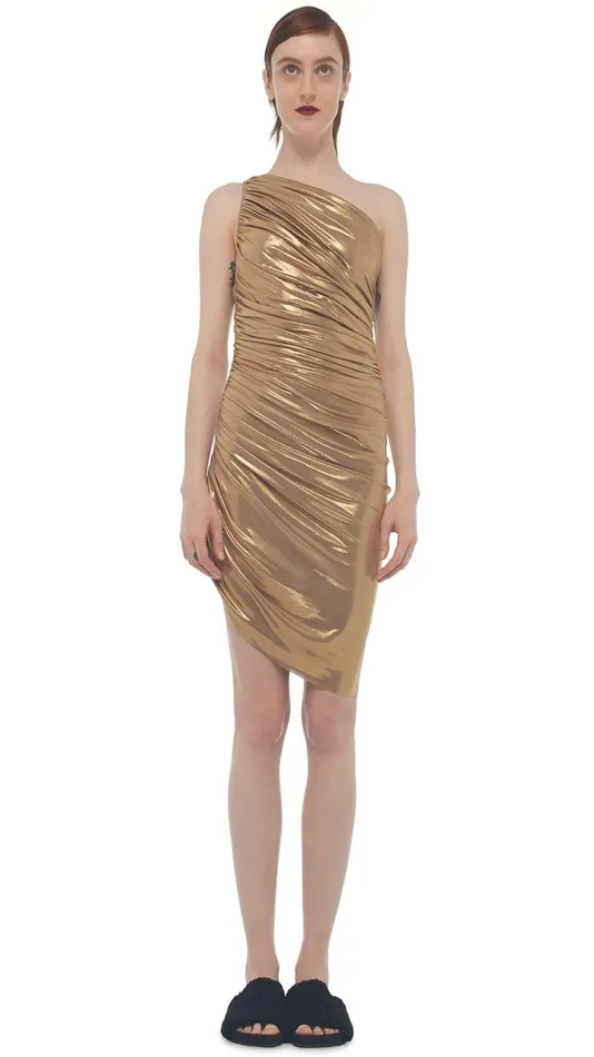 Norma Kamali Dresses DIANA MINI DRESS Gold 8211 Clothing