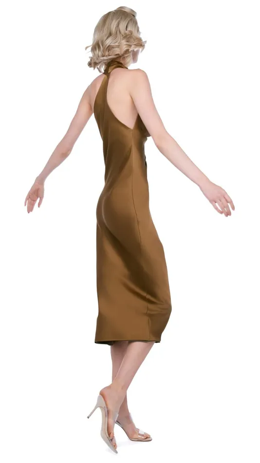 Norma Kamali Dresses HALTER DRAPE DRESS TO MIDCALF Woods 8211 Clothing