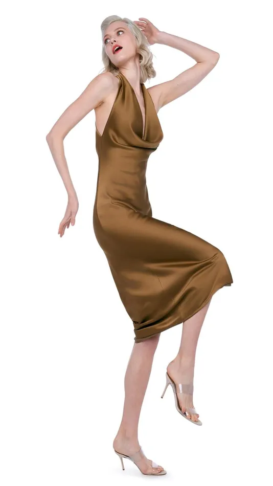 Norma Kamali Dresses HALTER DRAPE DRESS TO MIDCALF Woods 8211 Clothing