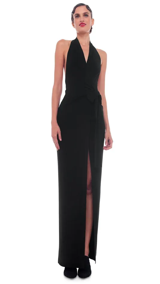 Norma Kamali Dresses HALTER WRAP STRAIGHT GOWN Black 8211 Clothing