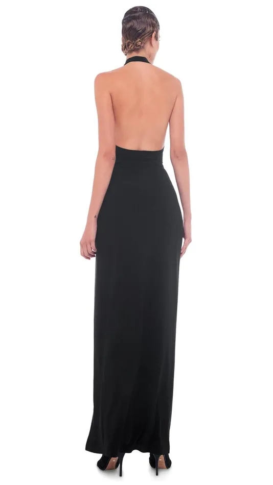 Norma Kamali Dresses HALTER WRAP STRAIGHT GOWN Black 8211 Clothing