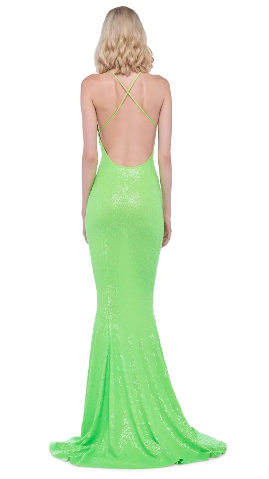 Norma Kamali Dresses LOW BACK SLIP FISHTAIL GOWN Neon Green 8211 Clothing
