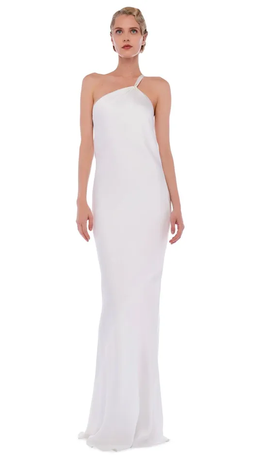 Norma Kamali Dresses ONE SHOULDER BIAS GOWN Snow White 8211 Clothing