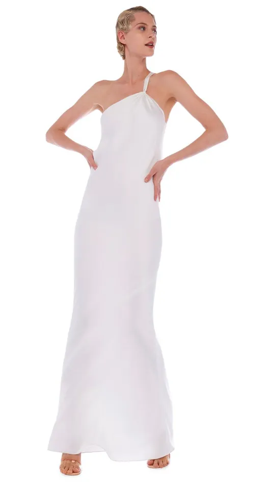 Norma Kamali Dresses ONE SHOULDER BIAS GOWN Snow White 8211 Clothing