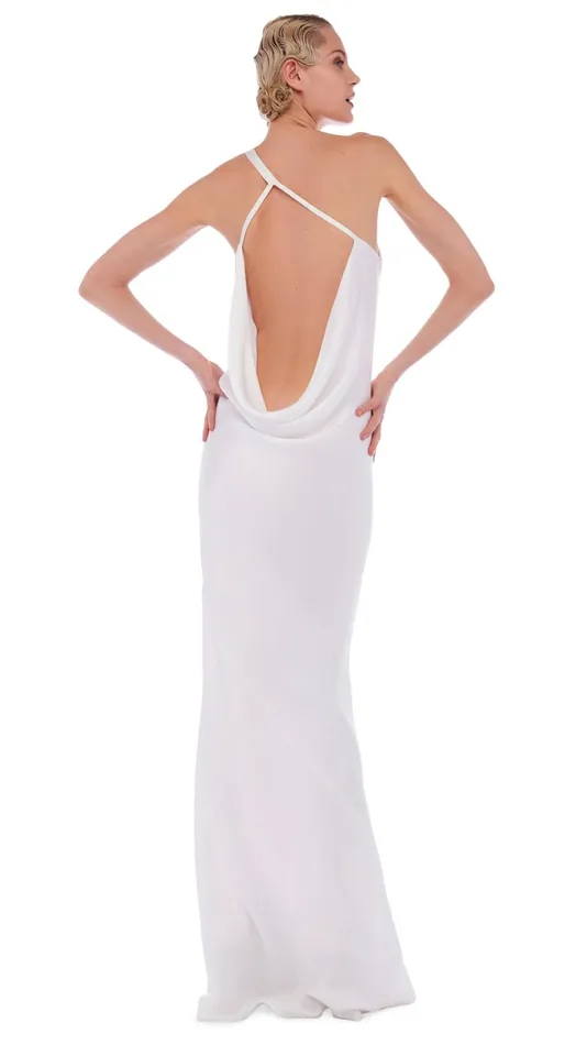 Norma Kamali Dresses ONE SHOULDER BIAS GOWN Snow White 8211 Clothing
