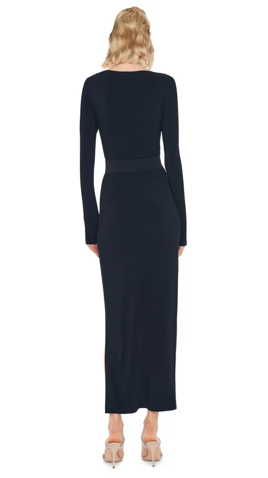 Norma Kamali Dresses SCOOP NECK SIDE SLIT GOWN Black 8211 Clothing