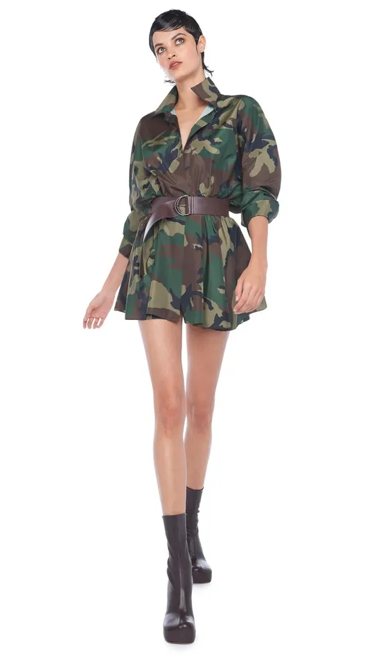 Norma Kamali Dresses SUPER OS BF NK SHIRT MINI DRESS Camo 8211 Clothing