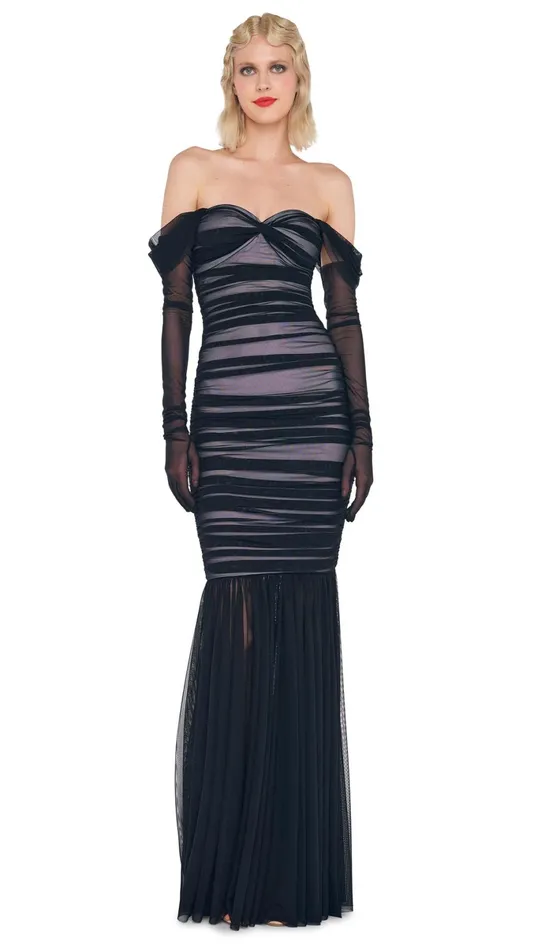 Norma Kamali Dresses WALTER FISHTAIL GOWN Blacksnow White 8211 Clothing