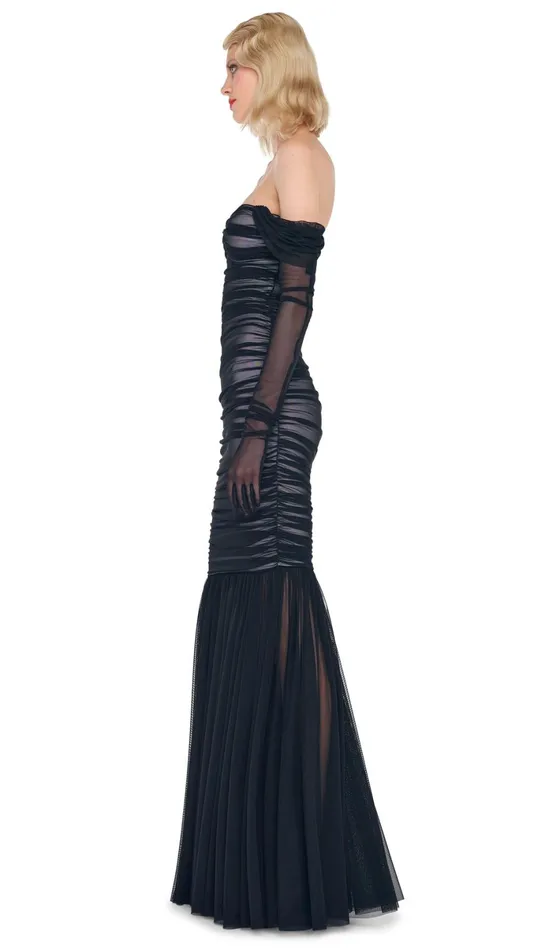 Norma Kamali Dresses WALTER FISHTAIL GOWN Blacksnow White 8211 Clothing