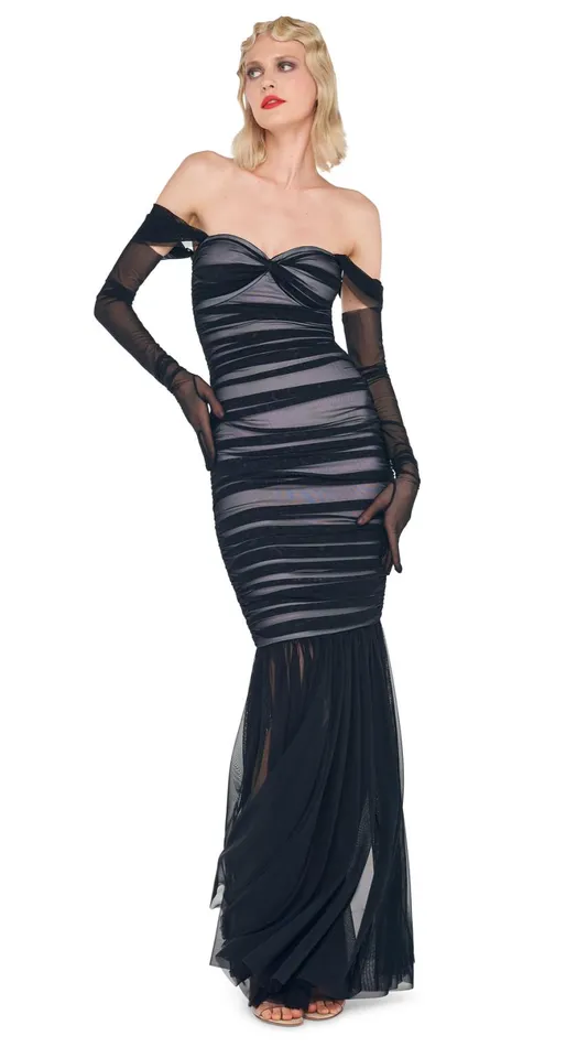 Norma Kamali Dresses WALTER FISHTAIL GOWN Blacksnow White 8211 Clothing