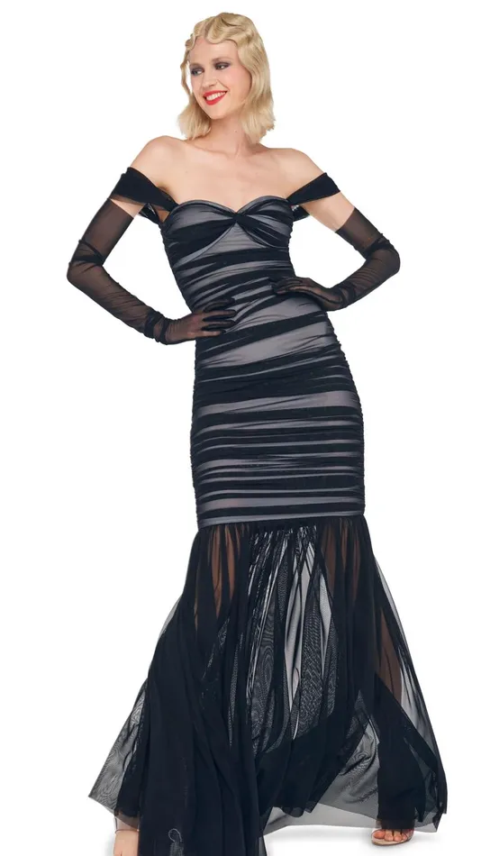 Norma Kamali Dresses WALTER FISHTAIL GOWN Blacksnow White 8211 Clothing